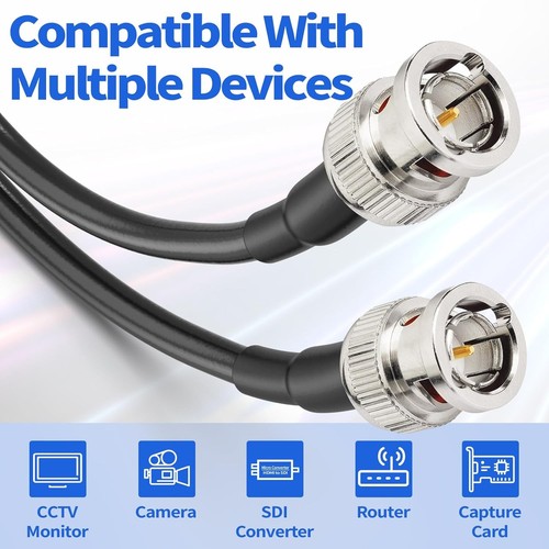 2x 3G 6G SDI Cable 30 cm BNC RG59 Cable 75 Ohm BNC Male to Male SDI Video Cable - Picture 6 of 13