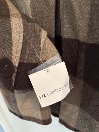 Retro Liz Claiborne XL Bold Plaid Swing Jacket Coat Lined Double Breast NWT $99 - Picture 9 of 24