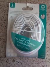 White 50' ft Telephone Modular Line Cord Phone Cable Extension Wire RJ11 VWLTW