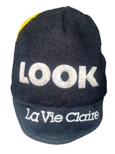 Vintage 1980s Santini La Vie Claire “LOOK” Cycling Cap Wool Blend Made In Italy 