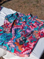 Wrangler Cowboy Cut Regular Fit XLong Tail Geometric Shirt Mens Size 17 1/2x35