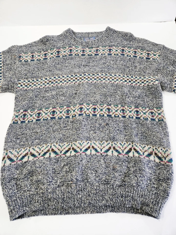 Vintage Pendleton Pure Virgin Wool Fisherman Knit Pullover Sweater Sz 2XL Gray - Image 2 of 4