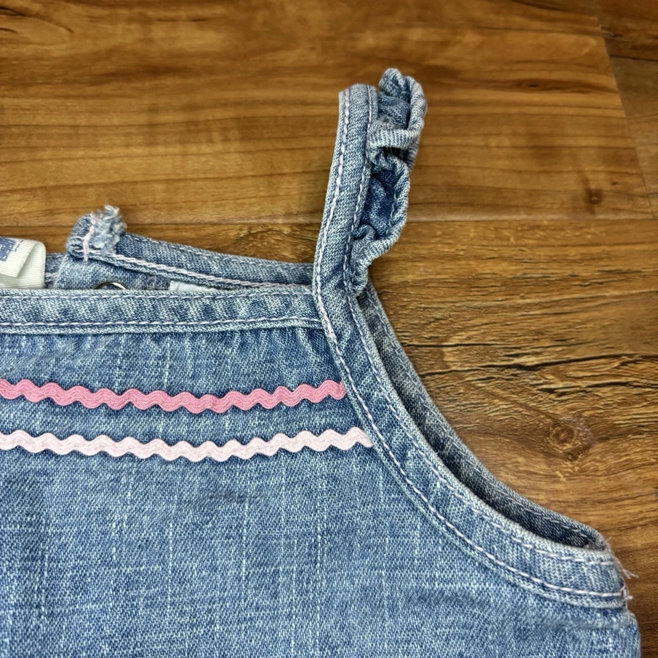 Vestido Vaquero Azul Vintage Y2K Bordado Flores Volantes Retro Cherokee Bebé 3M Foto 3 de 4