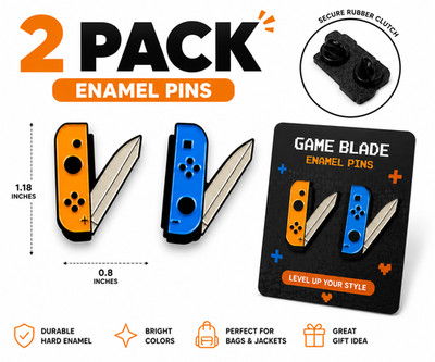 2 Pack Nintendo Switch Blades Enamel Pin Set Funny Joy Con Knife Pins