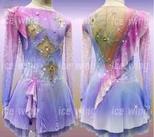Ice Figure Skating Dress Rhythmic Gymnastics Twirling Competition pink dyeing