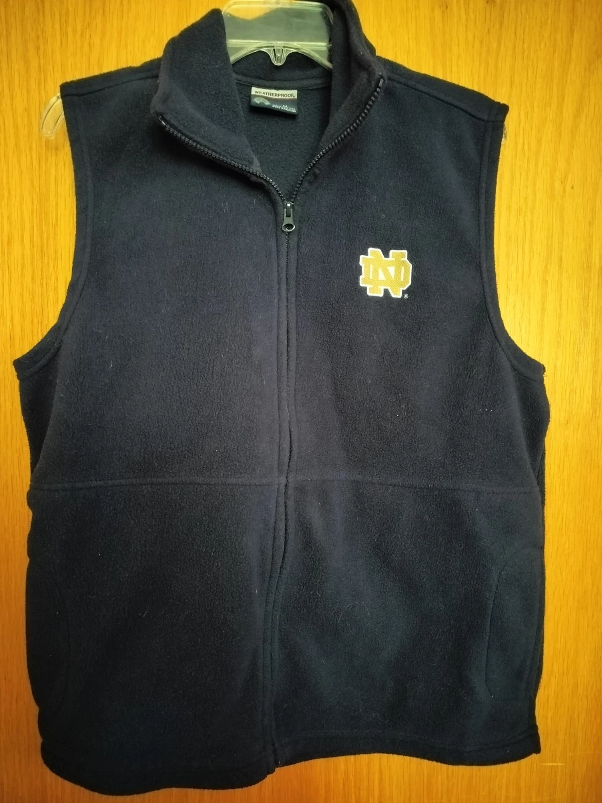Weatherproof fleece vest- Navy, Notre Dame Fighting Irish logo, Full Zip, Sz M