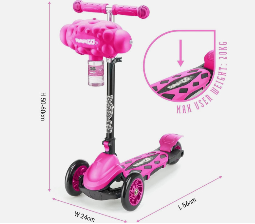 Xootz Kids Bubble Go Scooter with Bubble Machine, for Boys and Girls, Pink image 4