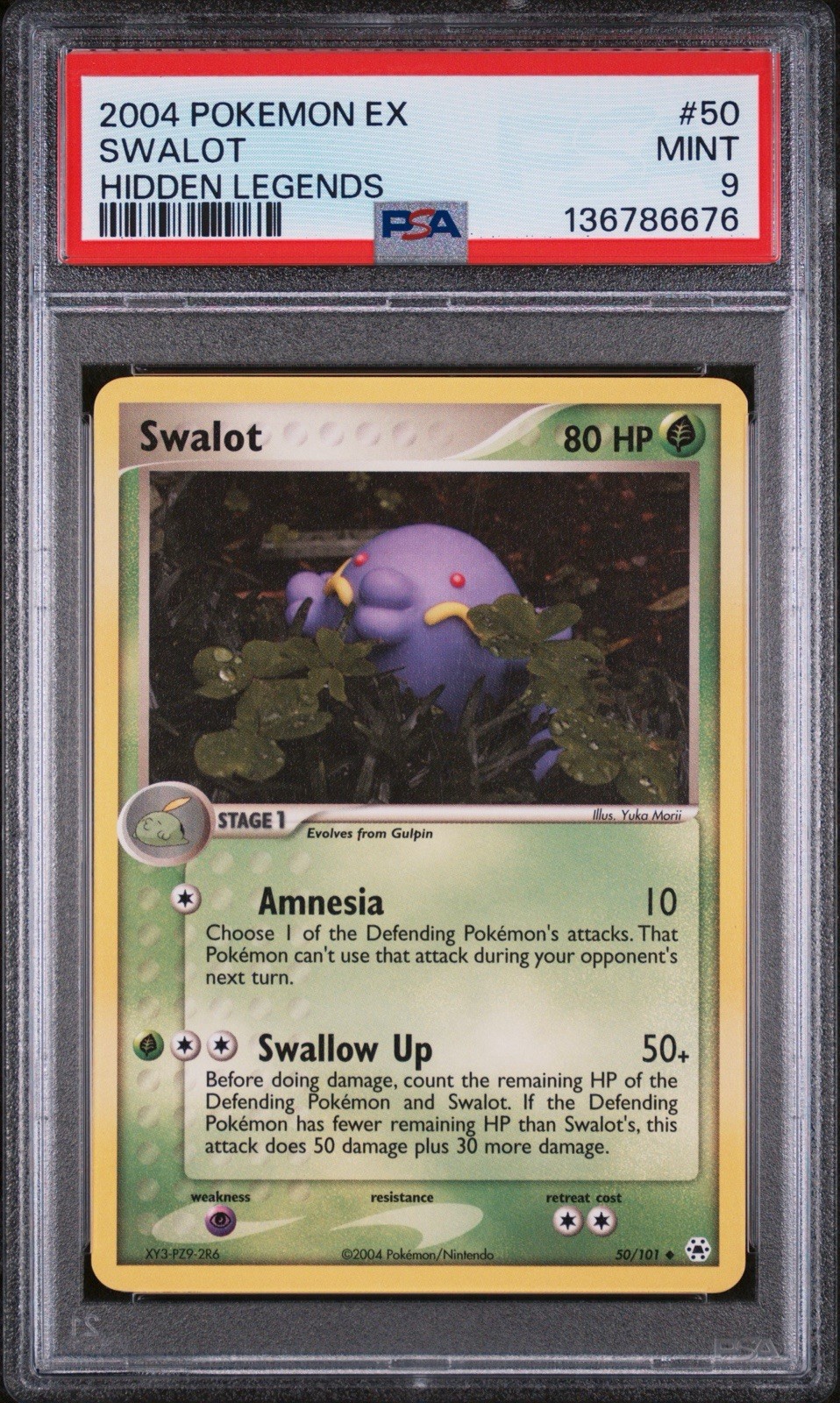 PSA 9 MINT 2004 POKEMON EX #50 SWALOT HIDDEN LEGENDS POP 3 ✨💎