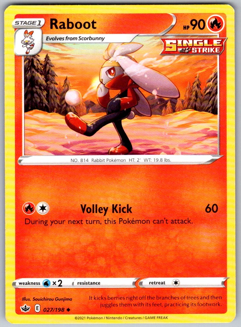 2021 Raboot 027/198 Pokemon Chilling Reign UC