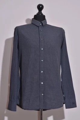 Dolce & Gabbana Gold Mens Shirt Checked Long Sleeve Black Size 16.5 / 42 - Image 1 of 4