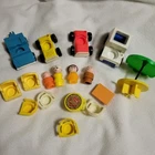 Vtg Lot of 17 Fisher Price Little People Accessories Furniture Cars