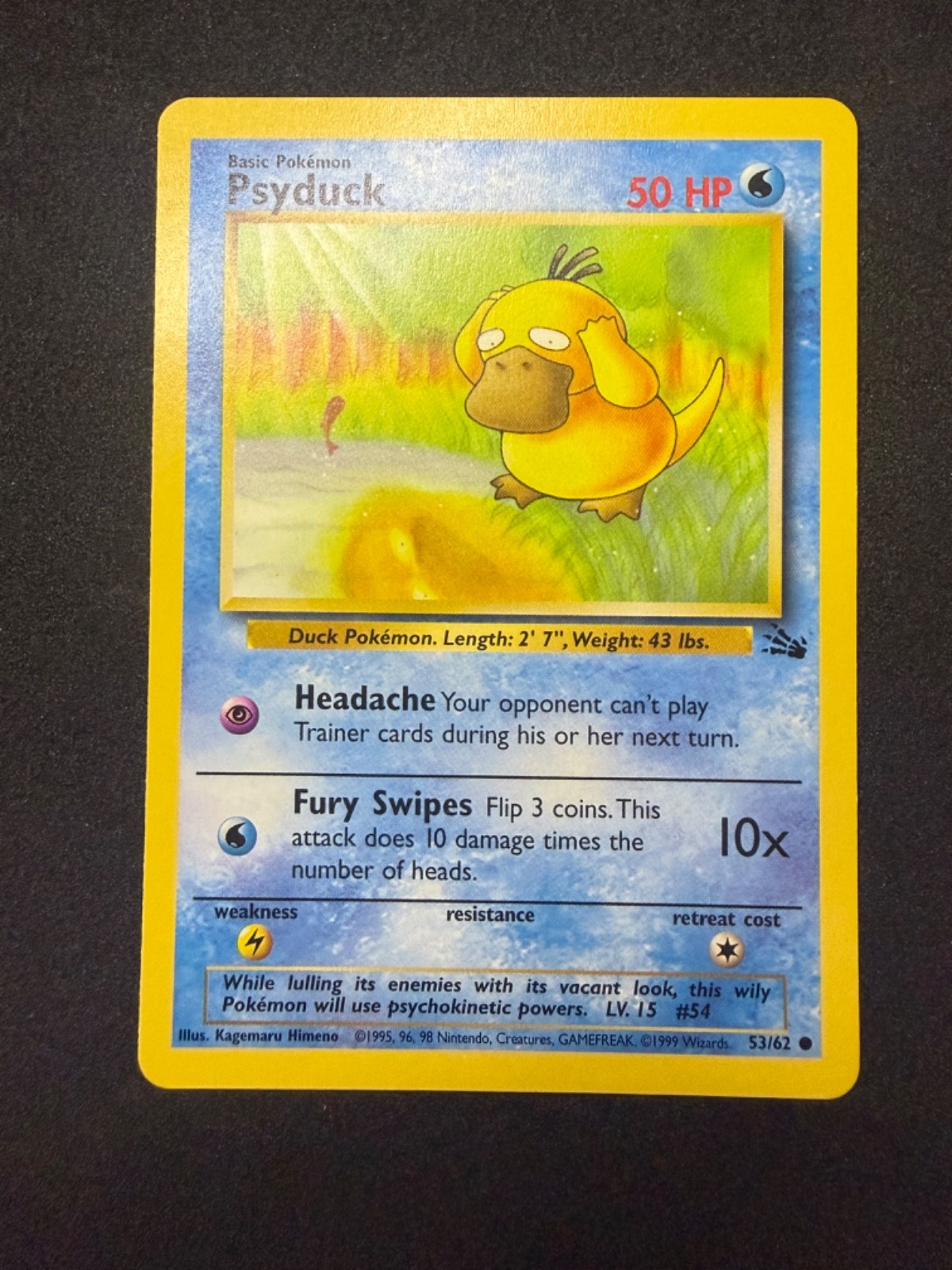 Psyduck 53/62 | Base Set Fossil | Non Holo | Pokemon Card | NM- 3