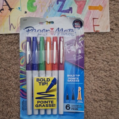 Paper Mate Flair - 1.2 mm - 6 Color Bold Tip Pen Set - Brand New