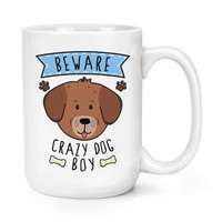 Beware VerrüCkte Hund Jungen 426Ml Groß Becher Tasse - Lustig Welpe Tier