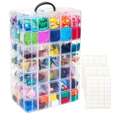 Bead Organizer 7 Tier 70 Grid Stackable Craft Tackle Storage Container Case