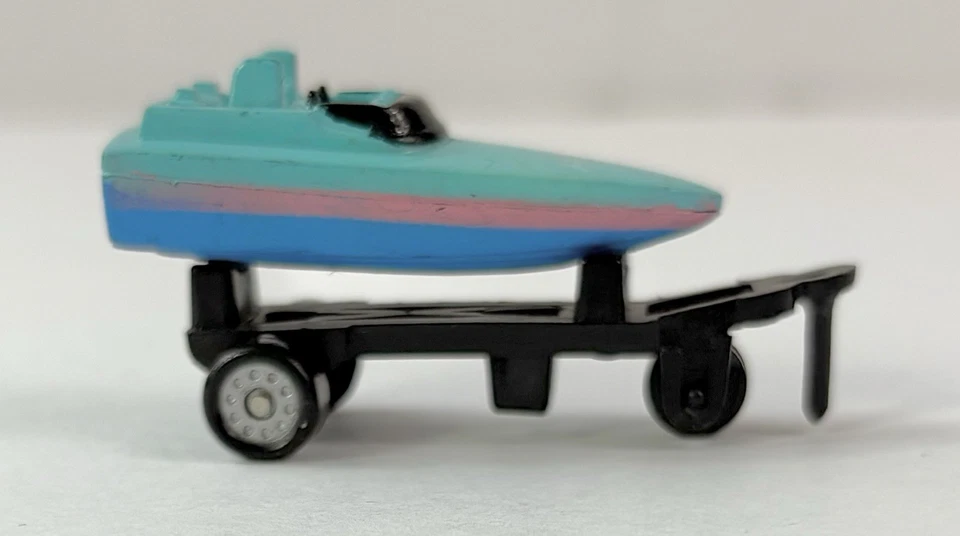 1987 Micro Machines Galoob Turquoise Pink Blue Debby Speed Boat & Trailer LOOSE - Image 3 of 4
