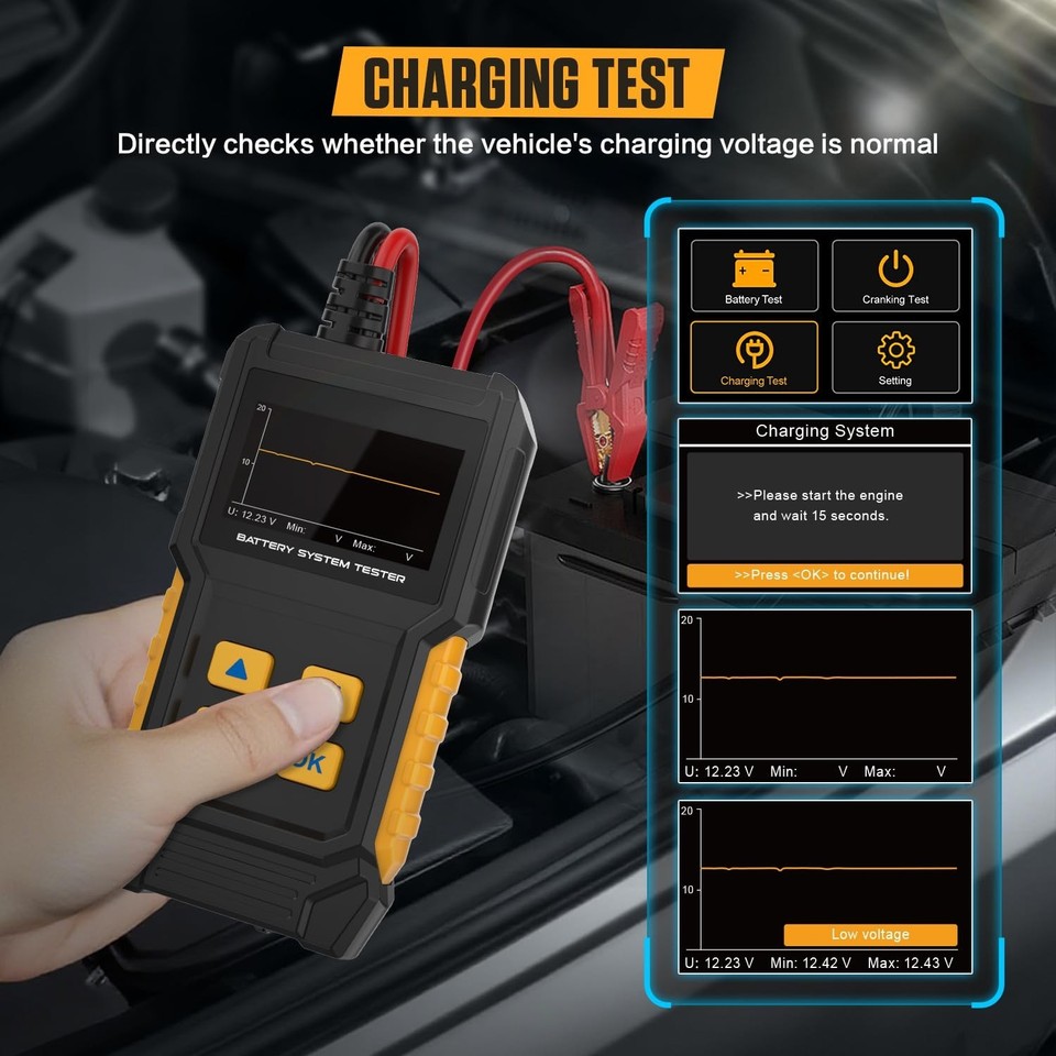 Load Test Sign Car Battery Tester 12V 24V CCA Load and Alternator Testing For Vehicles ...