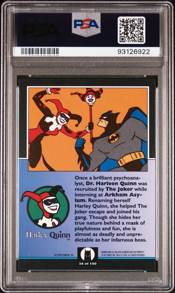 1993 Topps Batman: The Animated Series - #36 Harley Quinn - PSA 10 GEM MINT - Image 3 of 4