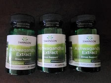 Swanson Vitamins Ashwagandha Extract Capsules Lot of 3