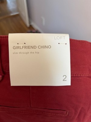 LOFT Girlfriend Chino Pants Rust Brick Orange Slim Fit Women Size 2 NWT