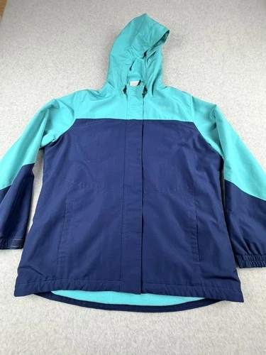 Magellan Outdoors Rain Jacket XL Navy Blue Aqua Hooded Full Zip Fleece Lined - product listing photo