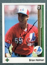 Montreal Expos star Brian Holman autographed / signed 1989 Upper Deck card -