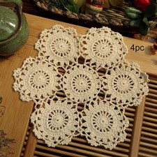 4Pcs/Lot Vintage Hand Crochet Lace Doilies Flower Placemats Table Cloth Mat 9.4"
