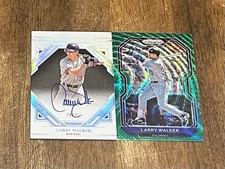 Larry Walker Expos Flawless Signed # 24 /25- Green Wave Prizm (2) Card Lot!