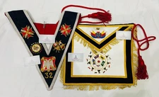 Masonic Apron Set-Complete 32nd Degree Scottish Rite Apron & Collar Set Masonic
