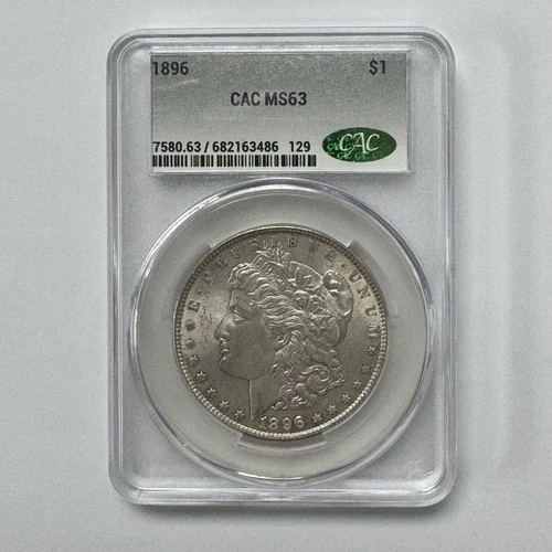 1896 Morgan Silver Dollar $1 CAC MS63 US Coin