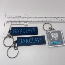 2x Raised Relief Rubber Barclays Bank Key rings & A Further Plastic Example