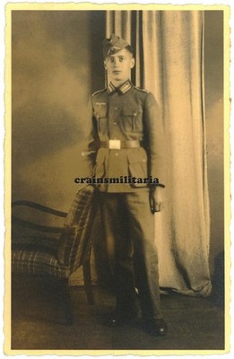 Genuine Photo postcard portrait sergeant preschooler in NEUSALZ or Nowa Sol Poland