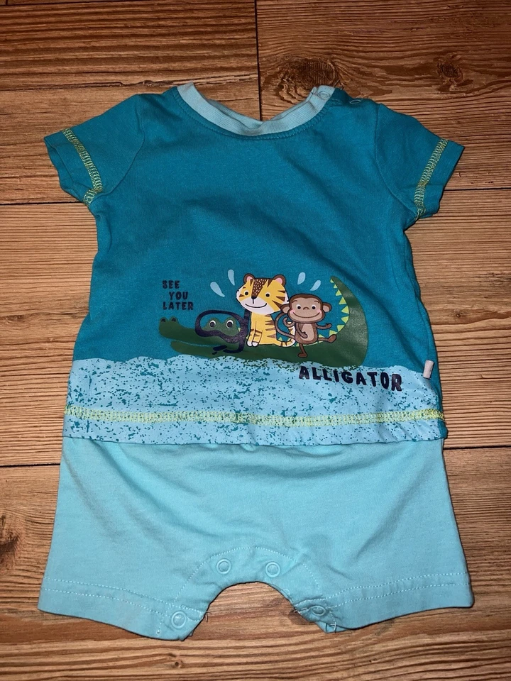 Baby Sommer Einteiler - Türkis - Tiere - Liegelind - Größe 62