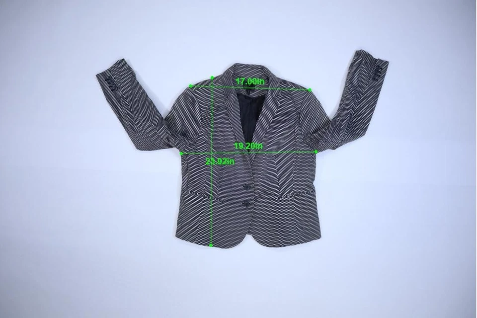 Blazer corto Worthington para mujer negro blanco estampado de diamantes manga larga 2 botones 18 Foto 4 de 4