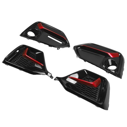 Front + Rear Bumper Fog Light Garnish Covers For 2017-2021 Honda Civic Hatchback - Picture 4 of 18