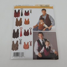 Simplicity 4762 Sewing Pattern Men Size S-XL Boys Size S-L Vests Ties Uncut 2004