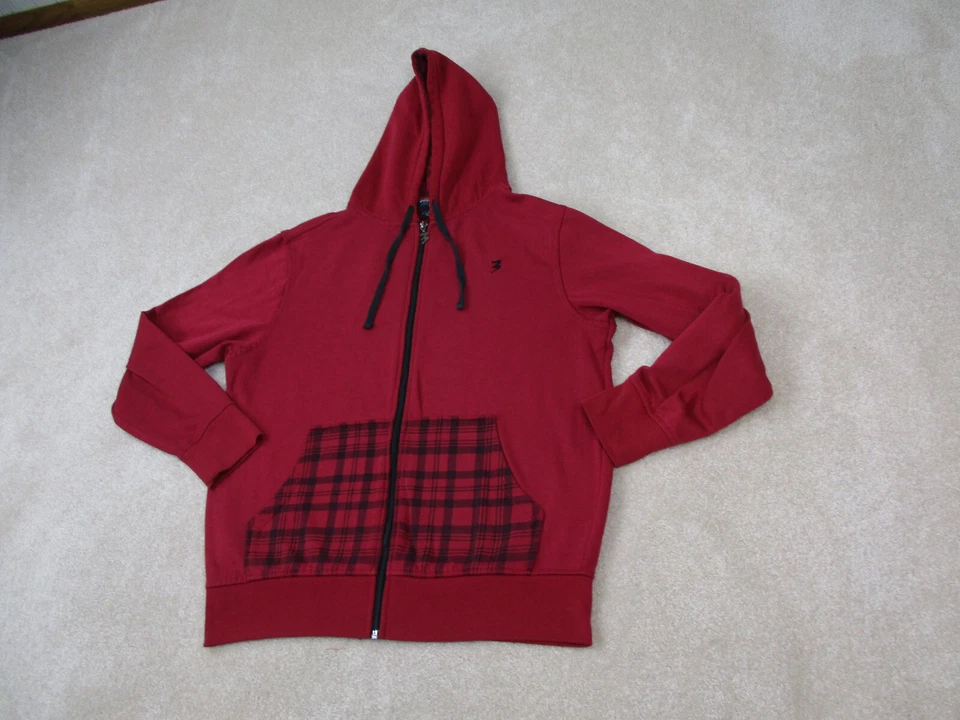 Sudadera con Capucha 3rd Rail Hombres Mediana Roja Negra Zoo York Patinador Y2K Años 90 Sudadera Cremallera Completa Foto 2 de 4