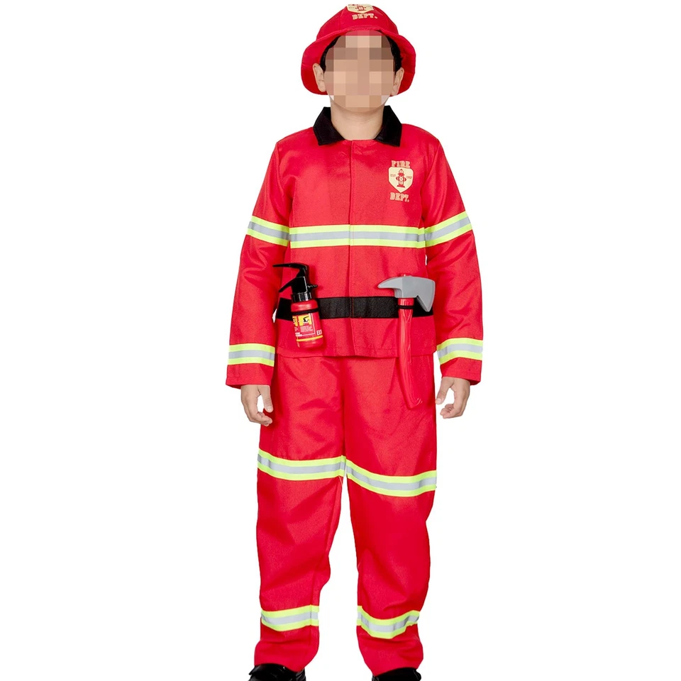 A2Z 4 KIDS Kids Fireman Costume Firefighter Role Play Halloween Fire Man Uniform Outfit Kit