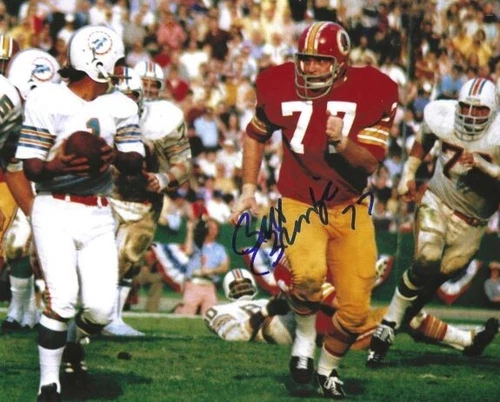 Signed 8x10 BILL BRUNDIGE Washington Redskins Autographed photo - w/  COA