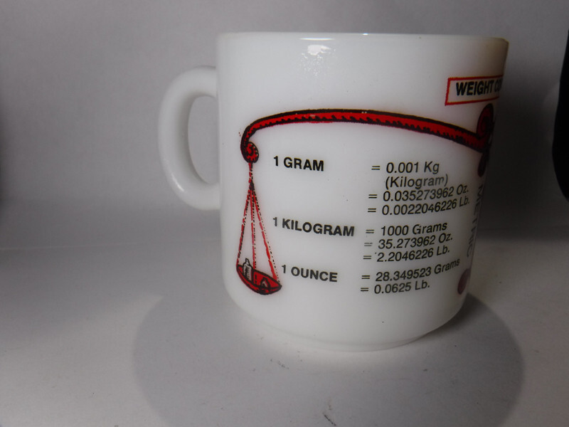 Vintage Kitchen Weight Conversion Table Milk Glass Coffee Cup Mug | eBay