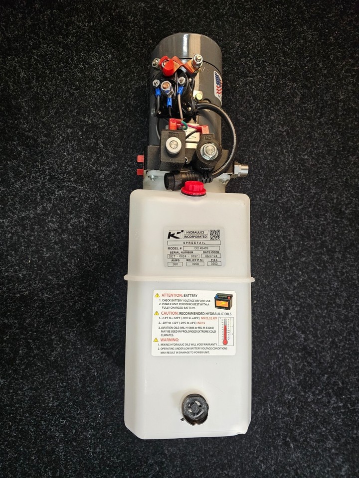 KTI Hydraulics 12VDC Single Double Acting Power Up/Down/Gravity Down ...