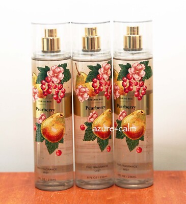 Bath Body Works PEARBERRY 8 ozs Body Fragrance Mist x 3