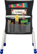 Black Chair Back Pocket School Seat Chair Storage Pocket Organizer with Label Sl