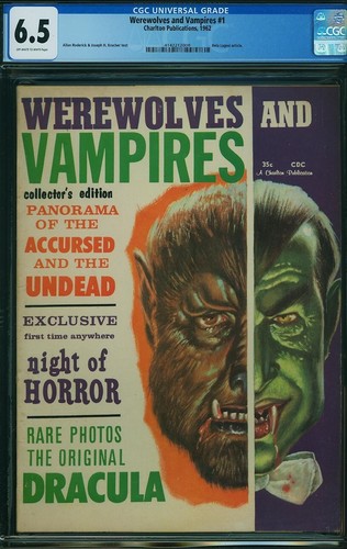 WEREWOLVES AND VAMPIRES 1 CGC 6.5 OFF WHITE TO WHITE PAGES 1962 CHARLTON B8