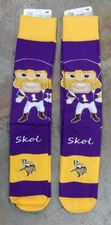 2 Pack NFL Minnesota Vikings Socks Gift Skor Viking Mascot Flag Large Fits 10-13