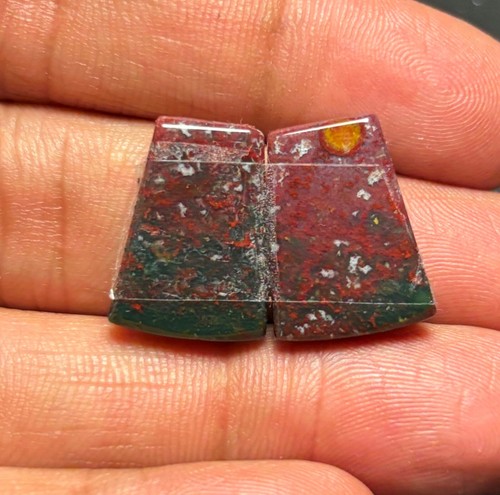 Natural Blood Stone Pair Cabochon Loose Gemstone For Jewelry Making - Picture 22 of 28