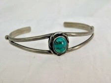 TURQUOISE STERLING SPLIT CUFF BRACELET ARTISAN HANDCRAFTED