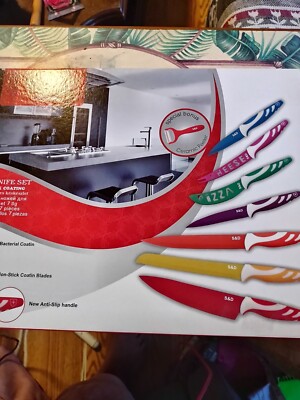 S&D LEOPARD 7 + 1 knife set &10 S & D Leopard 7+1  Kitchen Knife Set 7 Knives + Cheese Slicer Non Stick Blades display picture 1