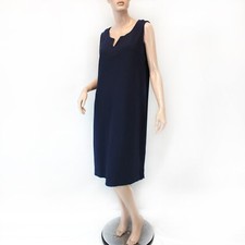 Talbots Plus Navy Blue 100% Cotton Sleeveless V-Neck Midi Dress, Size 0X