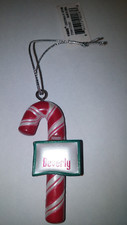 GANZ CANDY CANE PERSONALIZED CHRISTMAS ORNAMENT "BEVERLY"